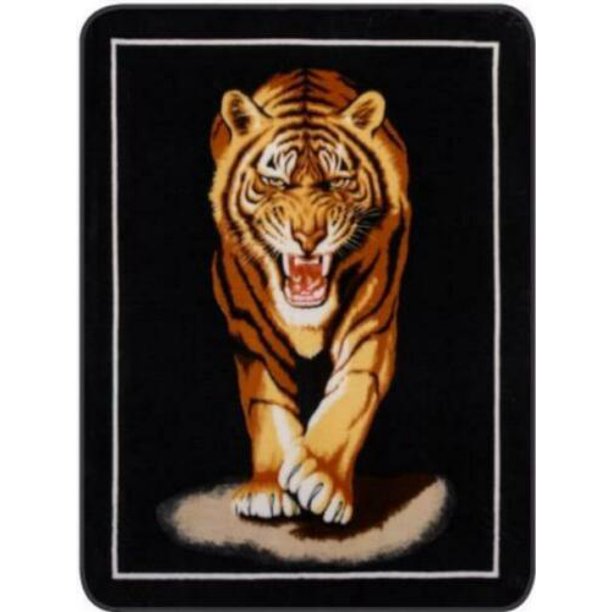 FAUX MINK FUR REVERSIBLE ANIMAL PRINT BLANKET, FULL OR QUEEN SIZE