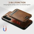 thumbnail image 5 of ELEHOLD for Samsung Galaxy S22 Leather Case Premium Leather Material with Magnetic Detachable Card Holder Compatible with MagSafe Charging Shockproof Slim Case&nbsp;for Samsung Galaxy S22,brown, 5 of 6