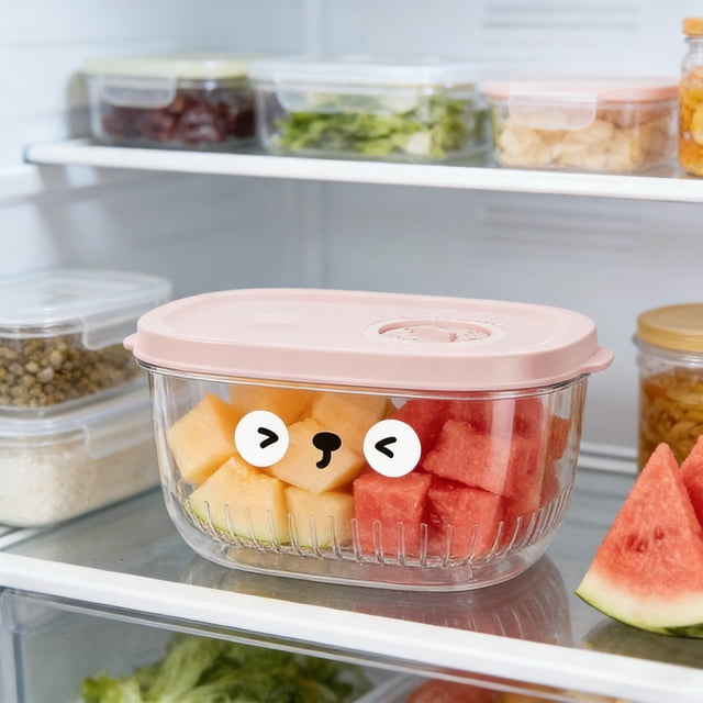 Weloille 400ml Refrigerator Storage Container (1 Piece), Kitchen Drainage Storage Box, Food Grade Plastic, Versatile Organizer for Fridge