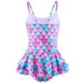 thumbnail image 3 of Girls Swimsuit One Piece UPF 50+ Mermaid Skirted Bathing Suit Beach Swim Dress 4-12 Years, 3 of 9