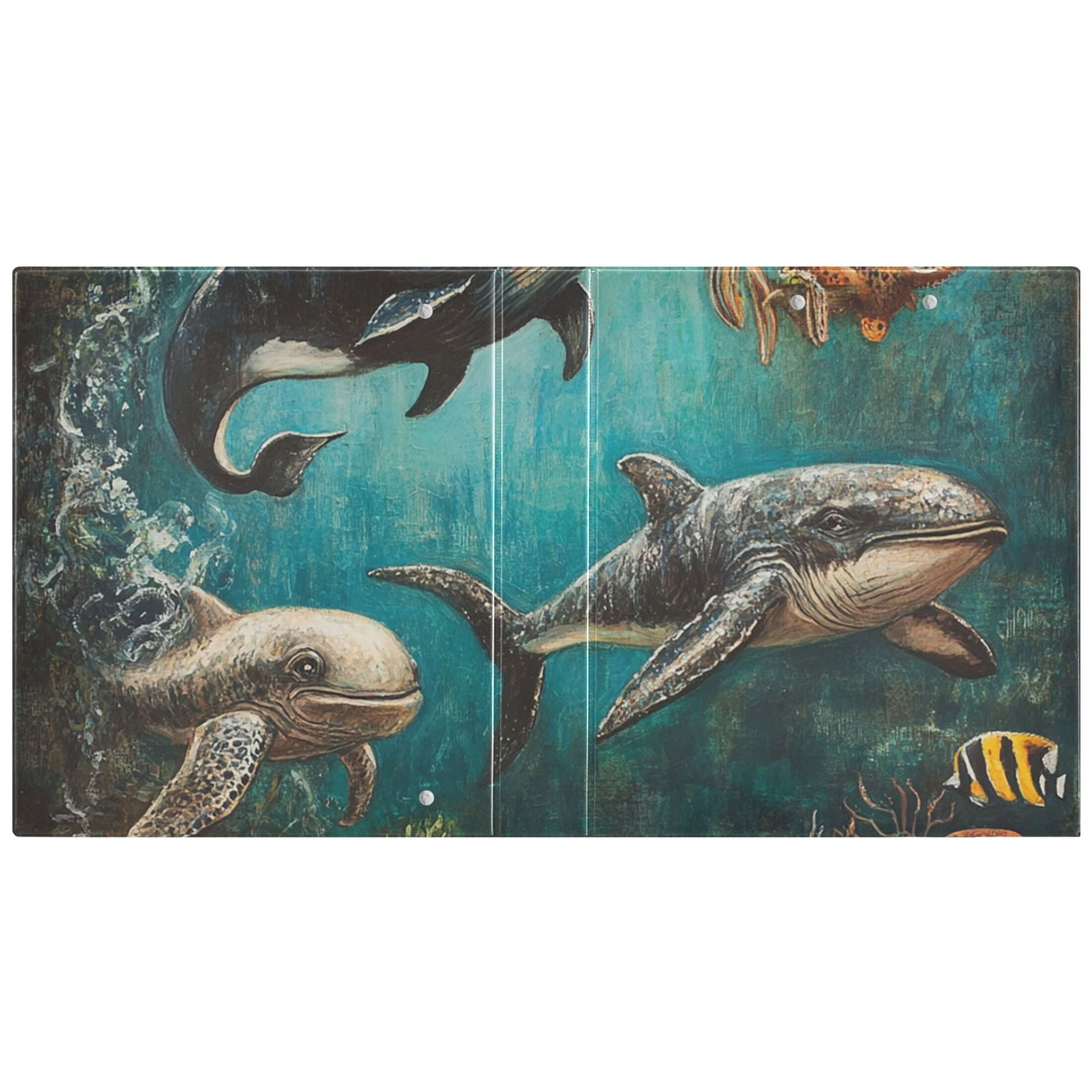 Ancient Sea Animals 3 Ring Binders 1.5 inch Hardcover File Folders with Interior Pockets A4 Size Organizer for School Office Hospital Set of 2