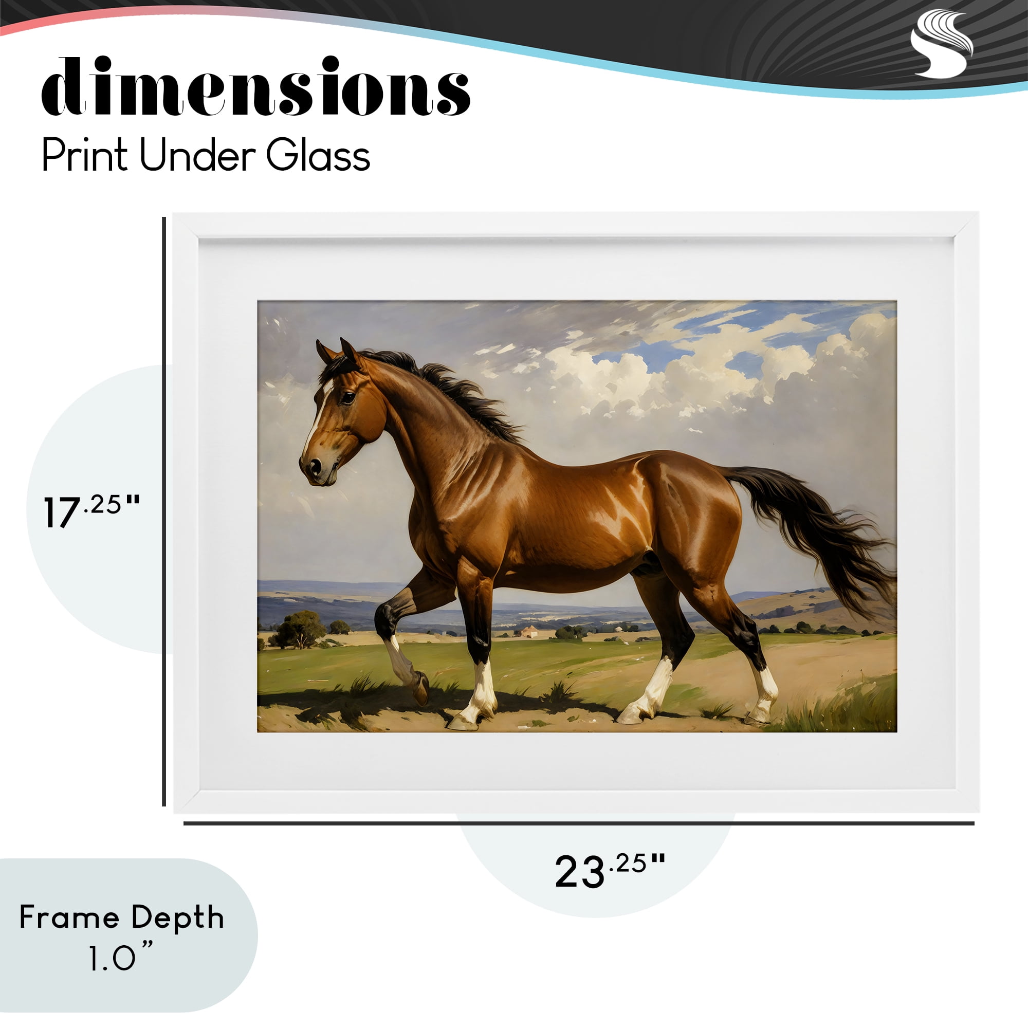 Stupell Industries Trotting Horse in Field White Framed Print Under Glass, design by Creative Studio