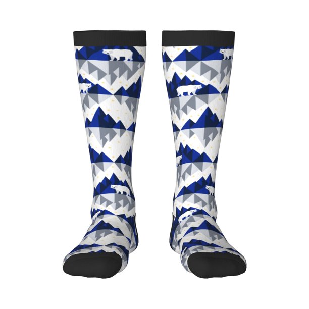 Fotbe Cartoon Iceberg Polar Bear Calcetas Divertidas Estampadas para Hombre y Mujer, Calcetas de Algodón hasta la Rodilla para Caminar, Correr, Enfermería y Embarazo
