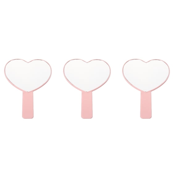 3pcs Small Handheld Mirror Decorative Hand Mirror Travel Mirror Heart Shaped Mirror