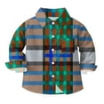 thumbnail image 4 of Cethrio Kids Boys Plaid Shirts, Fall Long Sleeve Casual Collared Button Down Shirts Brown Size 3-4 T, 4 of 5