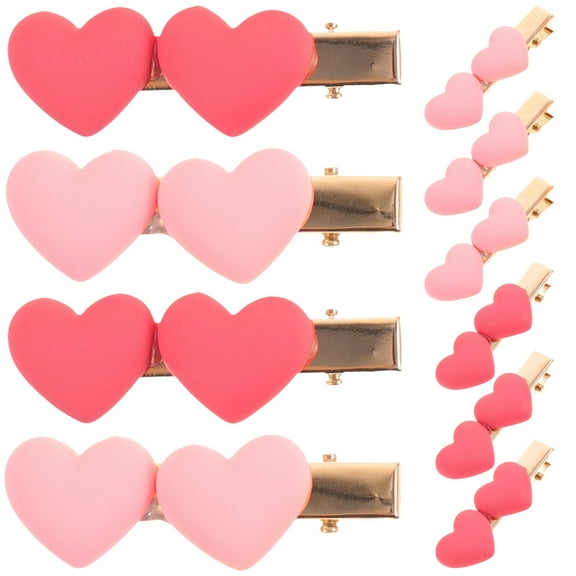 LULULION 10pcs Decorative Hair Clips Heart Hair Clip for Women on Valentines Day