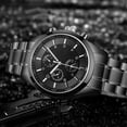 thumbnail image 3 of Reloj de cuarzo para hombre resistente al agua Bling Bling Oro negro, 3 of 10