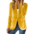 thumbnail image 2 of Women's Velvet Blazer Suit Jackets Business Casual Button Up Fall Winter Outerwear Work Office Coats 2025 Yellow S, 2 of 5
