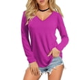 thumbnail image 1 of Sonducket Camiseta de manga larga para mujer, camisetas informales de Color sólido para mujer, jersey, ropa básica, ropa deportiva de poliéster para Prendas para la parte del cuerpo Violeta METRO Sonducket AP008666-12, 1 of 6