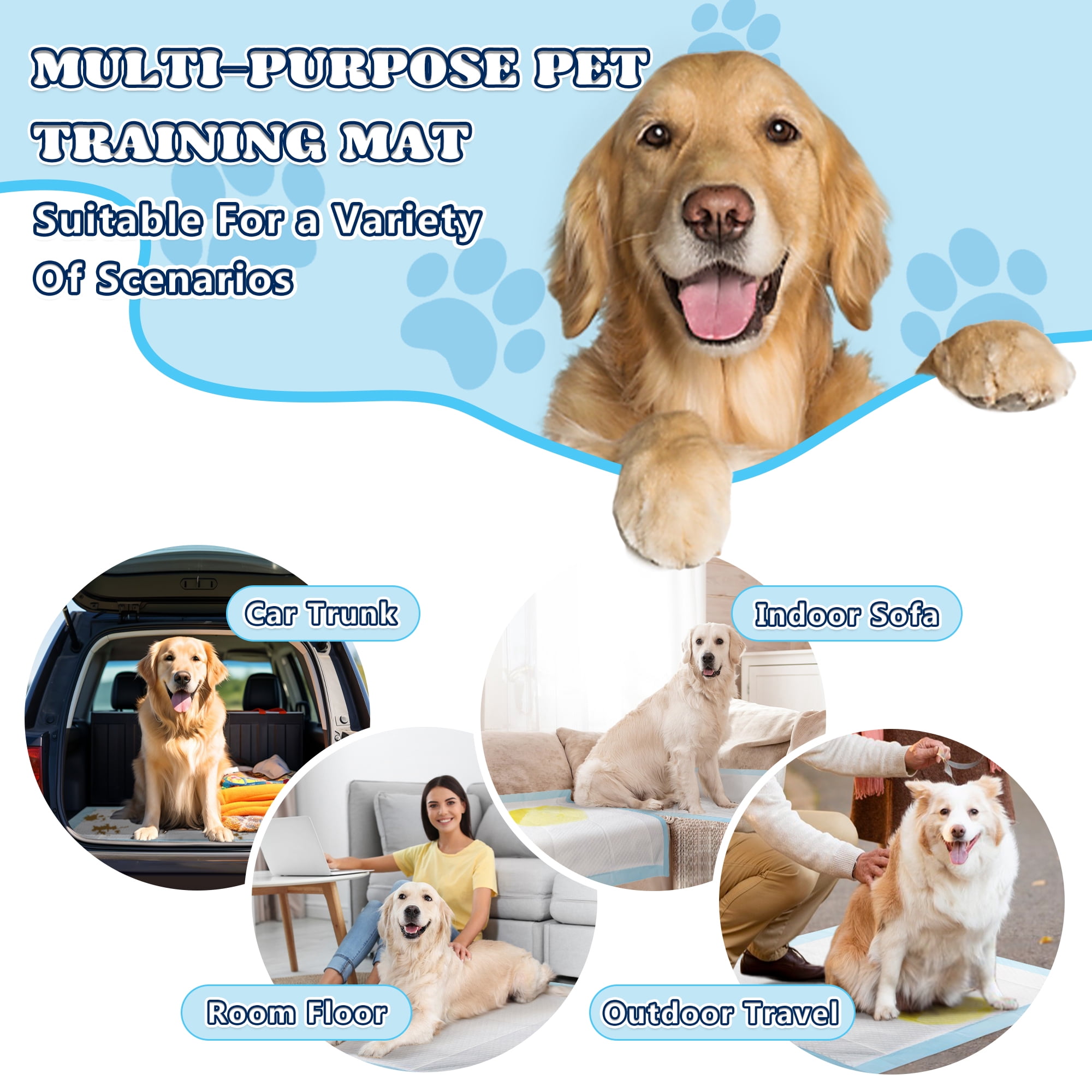 Tolobeve Puppy Dog Absorbent Training Pads, XL, 26 in x 30 in, 55 Count Disposable Pee Pad