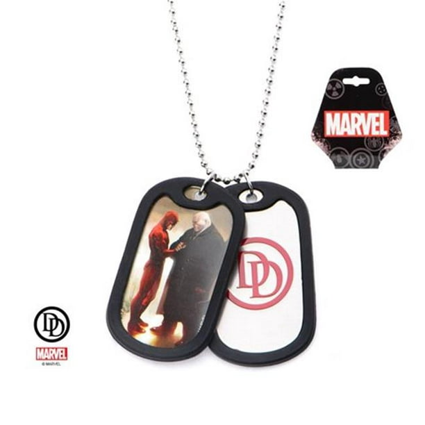 Marvel DDVLDT01 Collier en Acier Inoxydable 316L avec Logo Graphique Casse-Cou devant