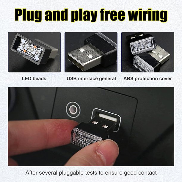 4PCS Interfaz USB enchufable Mini luz USB Luz nocturna ambiental para automóvil (verde)