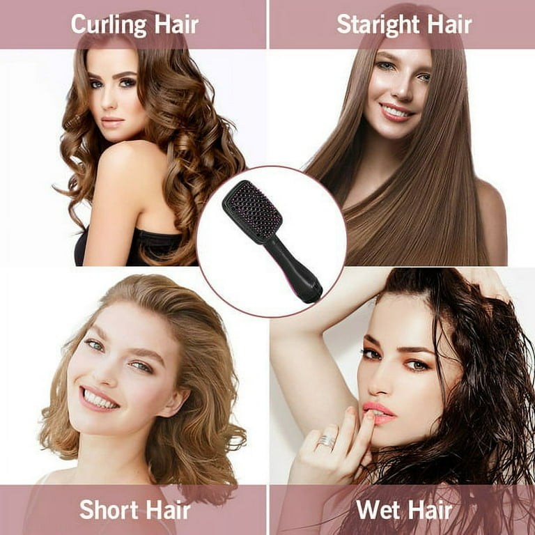 Hair Dryer and Straightener,Hair Dryer Brush,One-Step  Hair Dryer and Styler,All-in-One Detangling and Straightener Brush for Salon-Quality Smooth,Straight Hair,More Shine and Less Frizz,Black