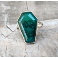 thumbnail image 5 of Emerald Genuine Gemstone Coffin Ring, Natural 925 Sterling Silver, Statement Ring, Promise Ring, Metaphysical Ethnic Ring, Bridesmaid Gifts, Couples, Best Friend Gifts Ring (Emerald, Size 7), 5 of 7