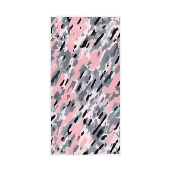 Single-Sided Print Hand Towel Breathable & Soft Towels Wash Cloth for Workout Running Gray and Pink Pattern 30x15 Inch