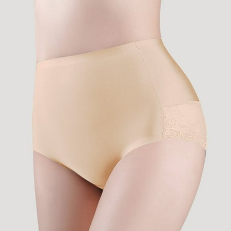 uublik Women s Briefs Soft Underwear Super Stretchy Briefs Full Coverage Panties Lace Underwear for Women Beige