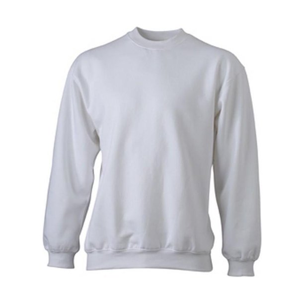 James and Nicholson - Jersey pesado de cuello redondo unisex (Blanco)