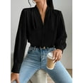 thumbnail image 5 of Work Blouses for Women Long Sleeve Blouses Business Spring Top Womens V Neck Office Shirts Black L, 5 of 9