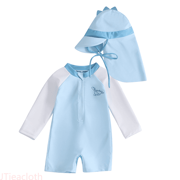 JTieacloth Boys Swimwear Long Sleeve Rash Guard With Hood Sun UPF 50  Swimsuit For Baby Toddler Kids Beach Pool Swimming,Sizes 12-18 Months