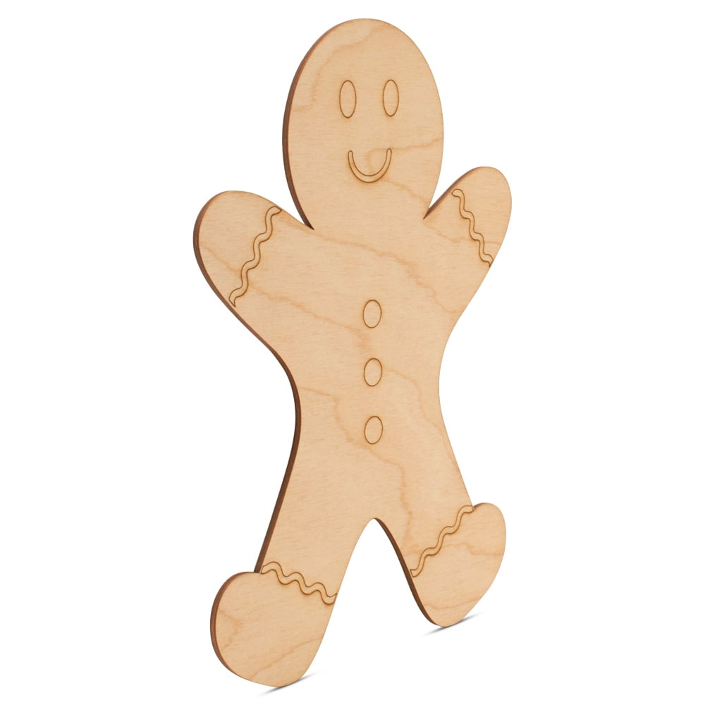 Wood Gingerbread Man Cutout 22-inch, Pack of 5 Unfinished Classroom Christmas Decorations for Crafts & Party Décor, by Woodpeckers