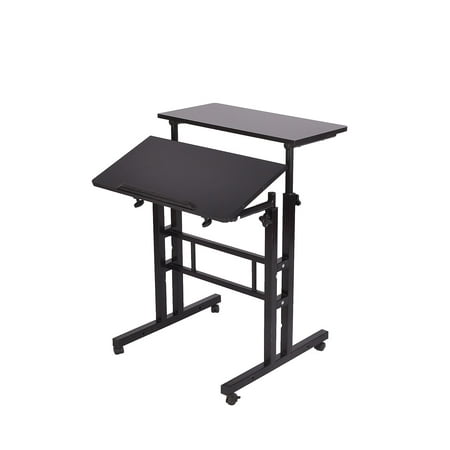 Mind Reader 2-Tier Sit and Stand Desk, Black (SDROLL-BLK)