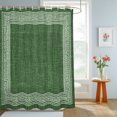 thumbnail image 4 of Green Geometric Shower Curtains for Bathroom, White Greek Key Design Burlap Modern Art Waterproof Fabric Shower Curtain, Decorative Bathroom Curtain for Bathtub, 66"x72" , No Hooks Included, 4 of 9