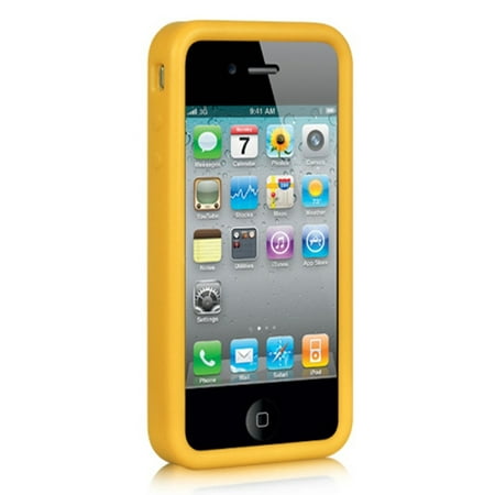 Premium Silicone Skin Case Cover Insten Premium Silicone Skin Gel Back Soft Case Cover For Apple iPhone 4 / 4S - Yellow ()