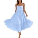 thumbnail image 1 of TaTaai Women's 2026 Summer Spaghetti Strap Ruffled Asymmetric Solid Maxi Dress Loose Beach Sundress for Daily & Vacation Gift, 1 of 9