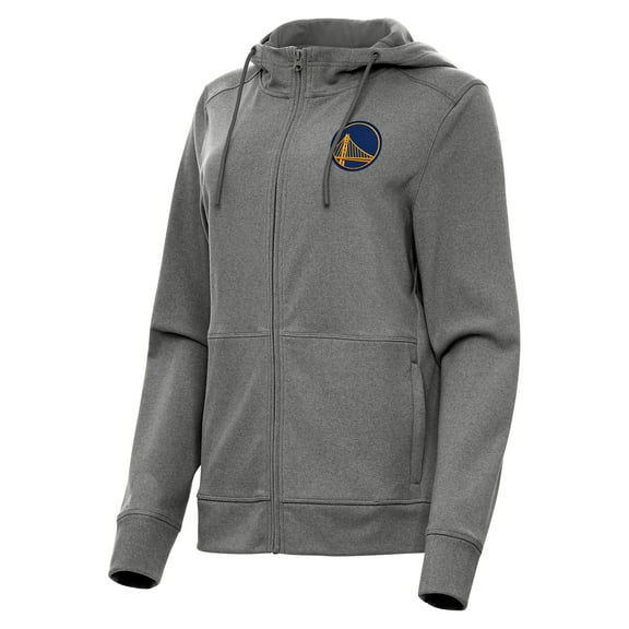 Women's Antigua Heather Charcoal Golden State Warriors Seeker Full-Zip Hoodie Jacket