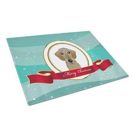 

Carolines Treasures BB1543LCB Wirehaired Dachshund Merry Christmas Glass Cutting Board Large 12H x 16W multicolor