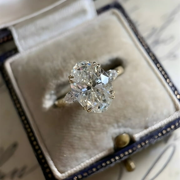 2.55Ct Oval Cut White Lab Created Diamond Solitaire Engagement 14K Gold FN Ring