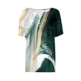 thumbnail image 4 of camiseta para mujer camiseta con estampado de botones manga corta diario fin de semana moda básica cuello en v regular top verde / 2xl, 4 of 5