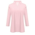 thumbnail image 4 of 3/4 Length Sleeve Womens Tops 2026 Spring Summer Collared Polo Shirts V Neck Casual Basic Polos Tees Shirt Light pink 3XL, 4 of 4
