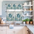 thumbnail image 6 of Kitchen Window Curtains Valance and Tier Set, Sea Turtles Summer Ocean Coral Rod Pocket Tier Curtain Valance Set, Retro Starfish Shell Light Filtering Cafe Curtains for Bedroom Living Room, 6 of 9