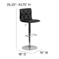 thumbnail image 6 of Flash Furniture Contemporary Button Tufted Black Vinyl Adjustable Height Barstool with Chrome Base, 6 of 12