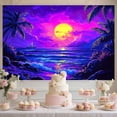 thumbnail image 3 of 5X3ft Sea Beach Sunset Backdrop Tropical Seaside Coconut Palm Trees Background Trippy Ocean Landscape Poster Living Room Dorm Wedding Birthday Baby Party Decorations Banner Photo Booth Props, 3 of 5
