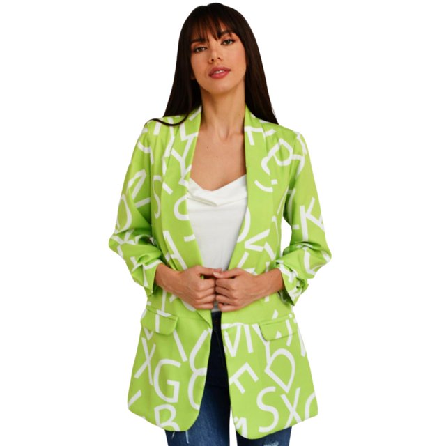 Blazer Juvenil Roman Fashion, 2846 (Lima letras) verde lima M Roman Fashion JA-EXO-2846-LIMA