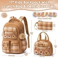 thumbnail image 2 of 3PCS Kawaii Capybara Backpack with Lunch Box Pencil Case, Checkered Bow Waterproof Backpack School Bookbag Set, 2 of 9