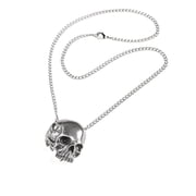 Alchemy Gothic P886 21 in. All That Remains Crushed Skull Necklace, Silver