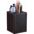 thumbnail image 1 of czcpp-PU Leather Square Pens Pencils Holder Desk Organizer Office Desk Accessories Container Box, 1 of 3