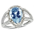 thumbnail image 2 of Star K � Pear Shape 11x8mm Simulated Aquamarine Halo Split Shank Big Stone Ring, 2 of 6