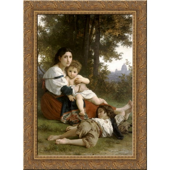 Rest 19x24 Gold Ornate Wood Framed Canvas Art by Bouguereau, William Adolphe