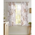 thumbnail image 4 of Brown White Floral Sheer Curtains 39 Inch Length 2 Panels Set for Living Room/Bedroom, Spring Botanical Leaves Farmhouse Kitchen Curtains Grommet Semi-Sheer Curtains Window Treatments 27.5"x39"x2, 4 of 7