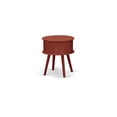 thumbnail image 3 of East West Furniture Gordon 19" Round Wood Nightstand with Drawer in Burgundy Red, 3 of 4