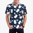 thumbnail image 5 of Yiaed SwanPrint Men's Short Sleeve Polo Shirt,Golf Polo for Men Three-Button Golf Shirt Athletic Casual Collared T-Shirt- Small, 5 of 7