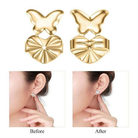 - Dilwe 2 Colors 1 Pairs/Set Earrings Back Nut Lifters Lift Copper Ear Lobe Support, Earrings Nut,Earrings Back Lifters