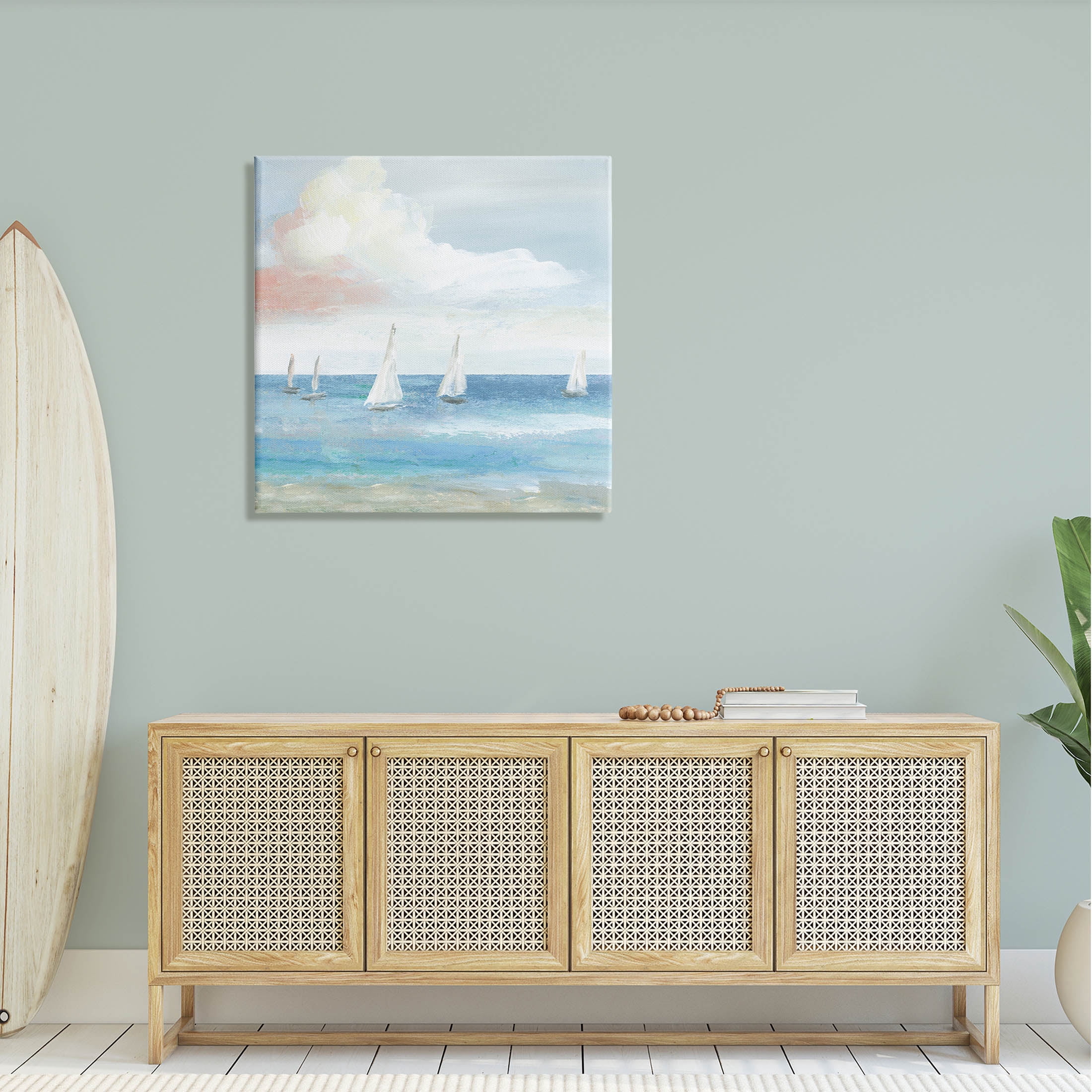 Stupell Industries Floating Sailboats Calm Ocean Tide Painting Gallery Wrapped Canvas Print Wall Art, Design by Nan