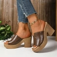 thumbnail image 3 of Dakaela Women's Chunky Heeled Sandal Leather Platform Wedge Slides Arch Support Dress Slip on Pumps, 3 of 7
