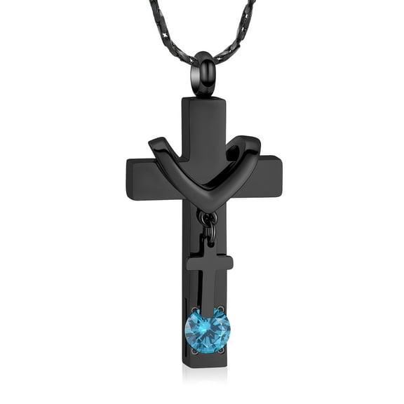 Stainless Steel Double Cross Urn Pendant Cremation Jewelry for Ashes Urn Necklace Lockets for Ashes Keepsake Memorial Jewelry
