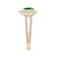 thumbnail image 3 of ANGARA Natural Split Shank Pear Emerald and Diamond Double Halo Ring in 14K Rose Gold for Women (Size-6x4mm) | May Birthstone, Birthday, Anniversary, Jewelry Gift for Women | Natural Emerald Ring, 3 of 8